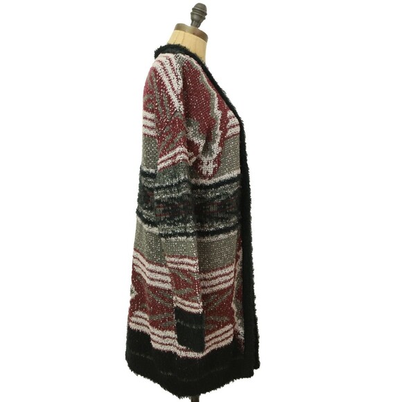 Ecote Urban Outfitters Open Cardigan Sweater Top Size XS Black Burgundy EUC B41 - Picture 2 of 5